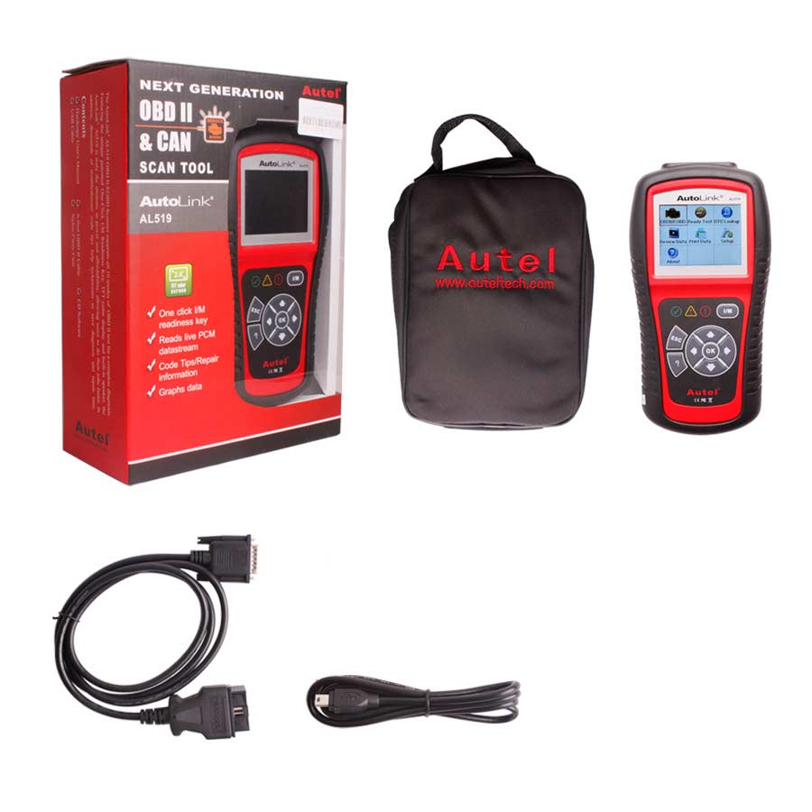 Lector de Códigos Autel AutoLink AL519 - Escáner OBD2 con Pantalla a Color