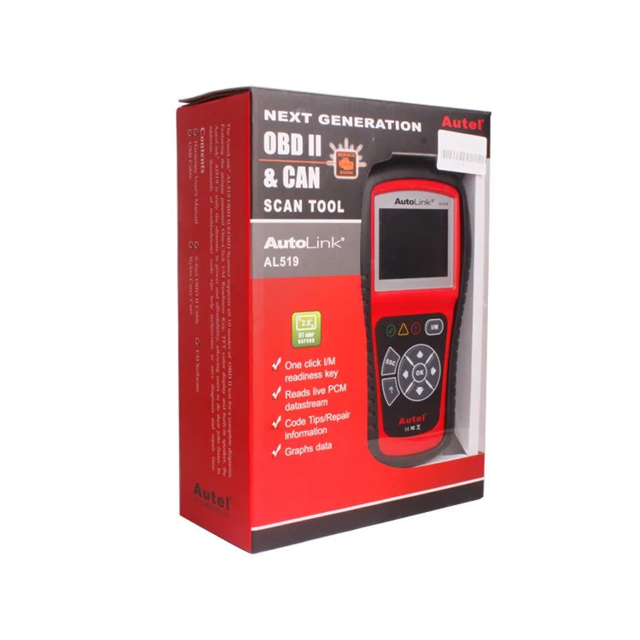 Lector de Códigos Autel AutoLink AL519 - Escáner OBD2 con Pantalla a Color