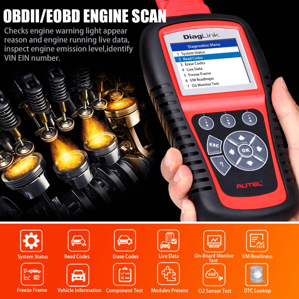 Escáner Autel Diaglink - Escáner OBD2 de Todos los Sistemas