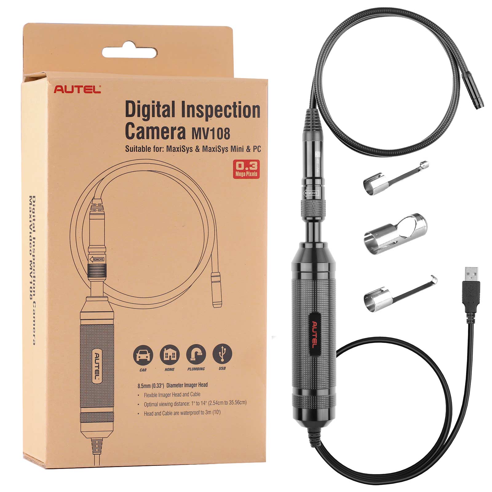Autel MaxiVideo MV108 - Cámara de Inspección Digital de 8.5 mm