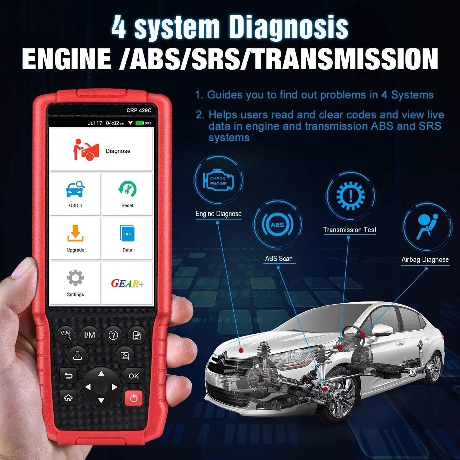 Escaner Launch crp429c OBD2 Airbag Abs + 15 Funciones