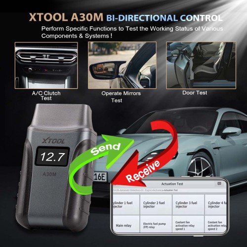 Escáner Automotriz XTOOL A30M OBD2 Bluetooth con 23 Funciones Especiales