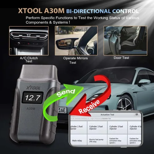 Escáner Automotriz XTOOL A30M OBD2 Bluetooth con 23 Funciones Especiales