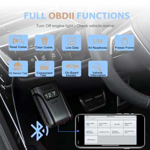 Escáner Automotriz XTOOL A30M OBD2 Bluetooth con 23 Funciones Especiales