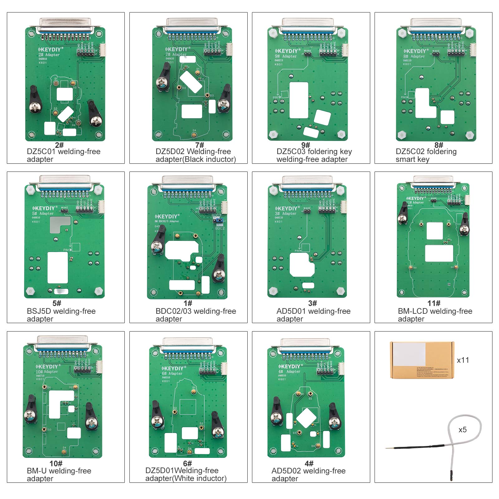 KeyDIY MQB49 5C/5D Clamp Adaptador 11 Piezas - KeyDIY