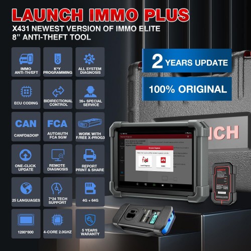 Programador de Llaves Launch X431 IMMO PLUS - Diagnóstico e IMMO con X-Prog3