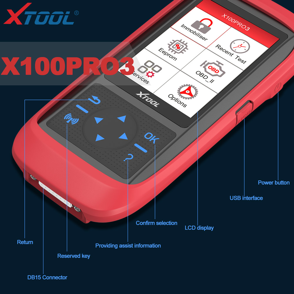 XTOOL X100 Pro3 - Programador de Llaves Automotriz Profesional con Funciones de Servicio