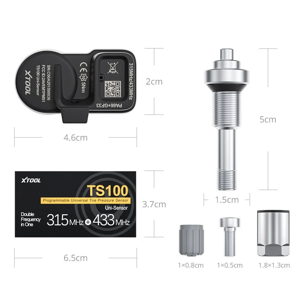 Sensor TPMS XTOOL TS100 Pro - Sensor Programable 315/433MHz con 5 Años de Batería