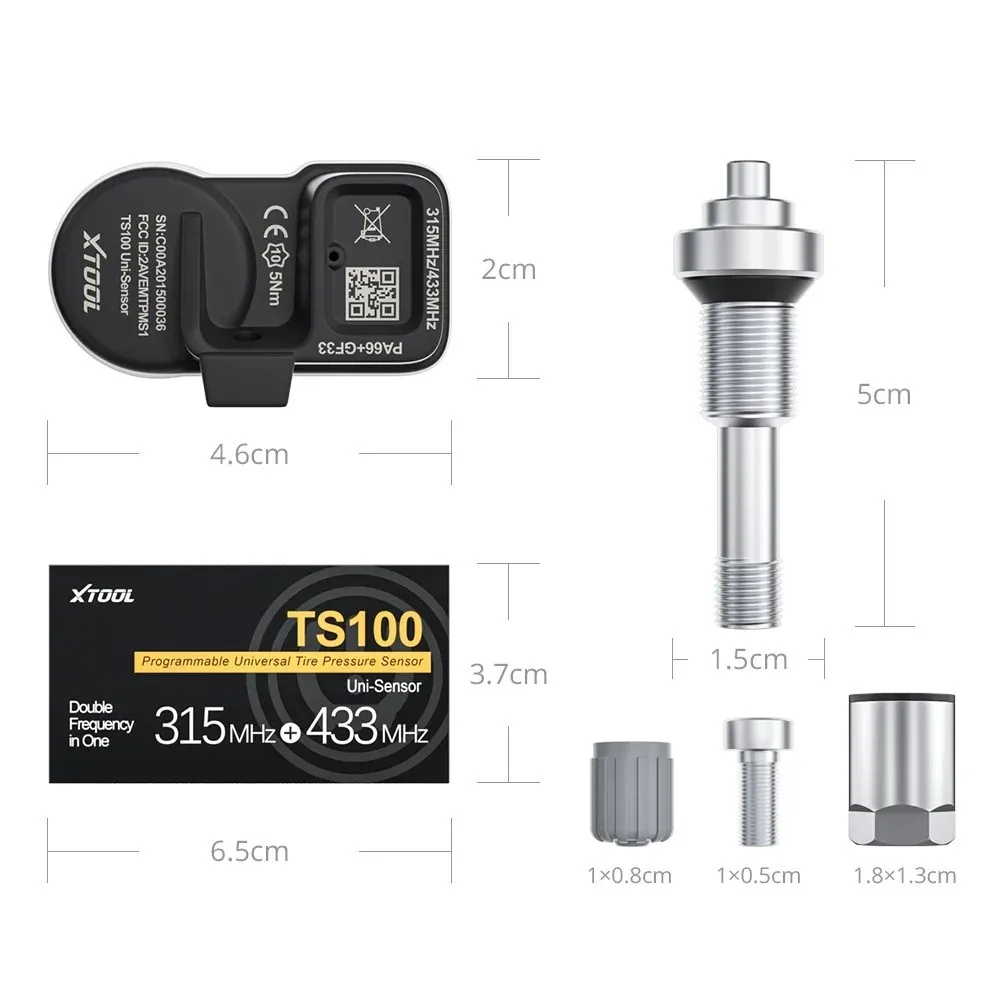 Sensor TPMS XTOOL TS100 Pro - Sensor Programable 315/433MHz con 5 Años de Batería
