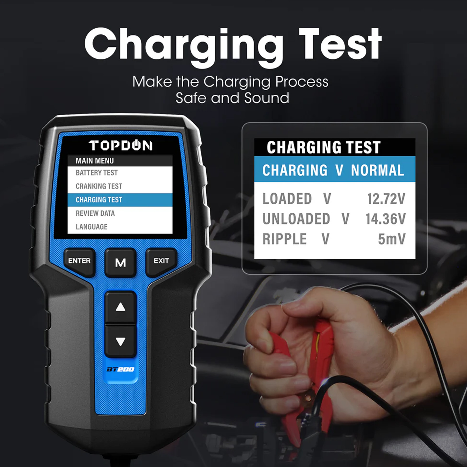 TOPDON BT200 - Tester de Batería 12V/24V con Pantalla a Color