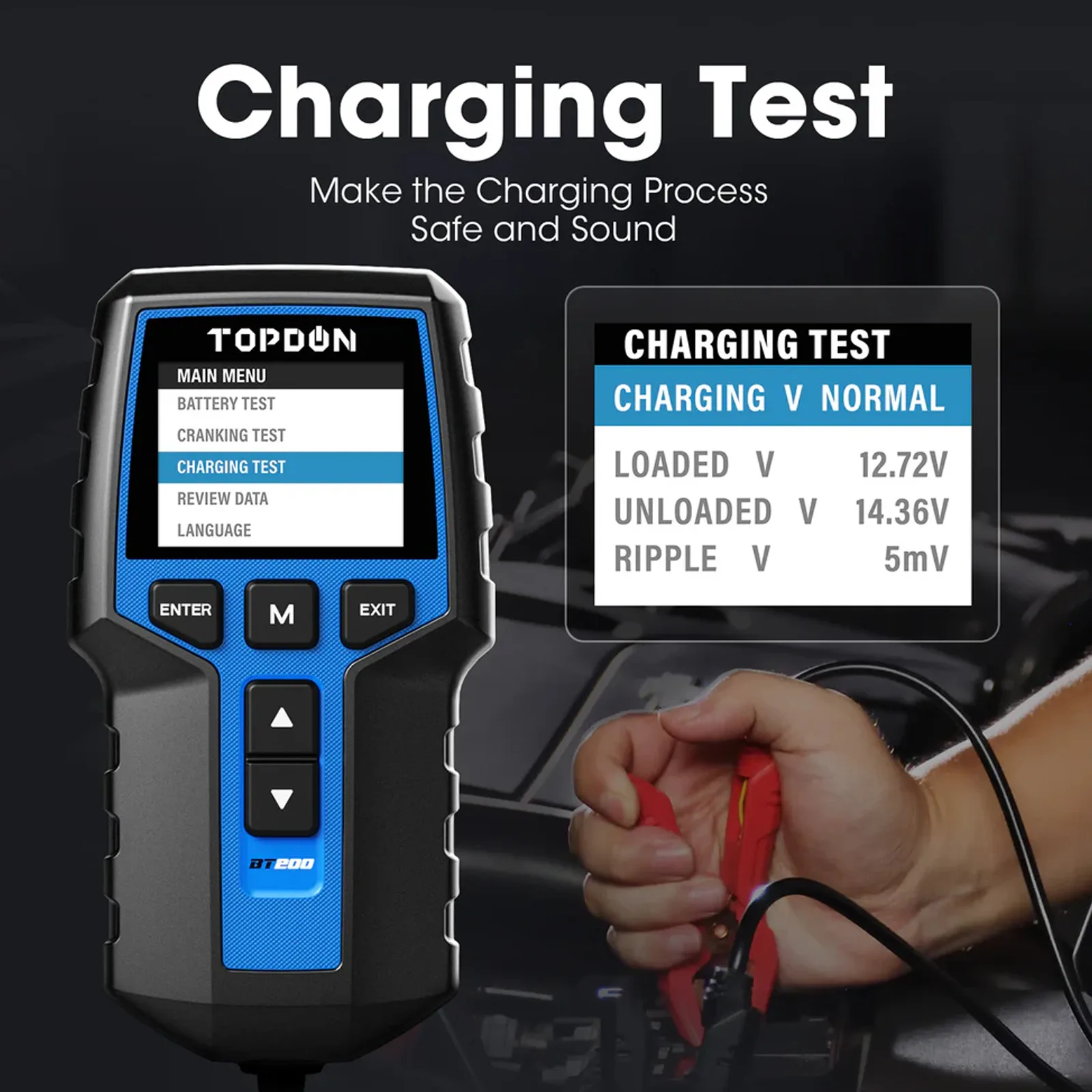 TOPDON BT200 - Tester de Batería 12V/24V con Pantalla a Color