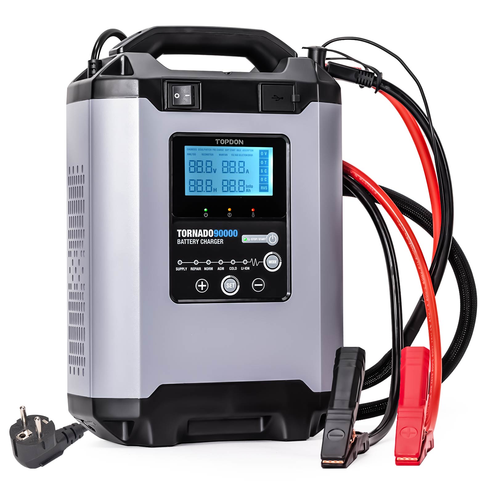TOPDON Tornado 90000 - Cargador Inteligente de Batería 12V/24V