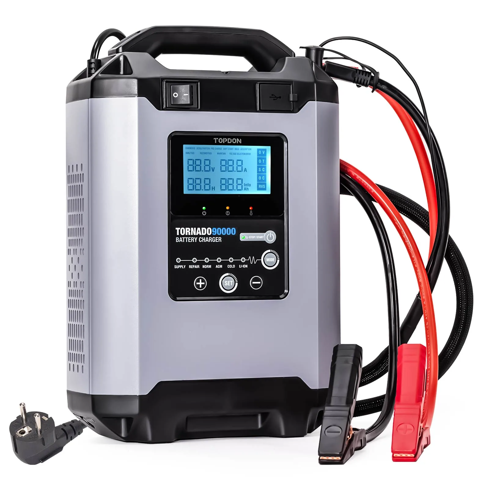 TOPDON Tornado 90000 - Cargador Inteligente de Batería 12V/24V
