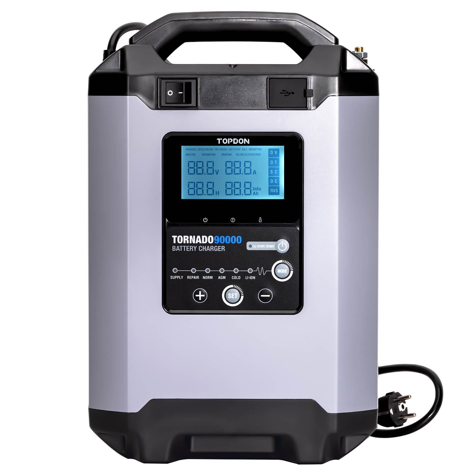TOPDON Tornado 90000 - Cargador Inteligente de Batería 12V/24V