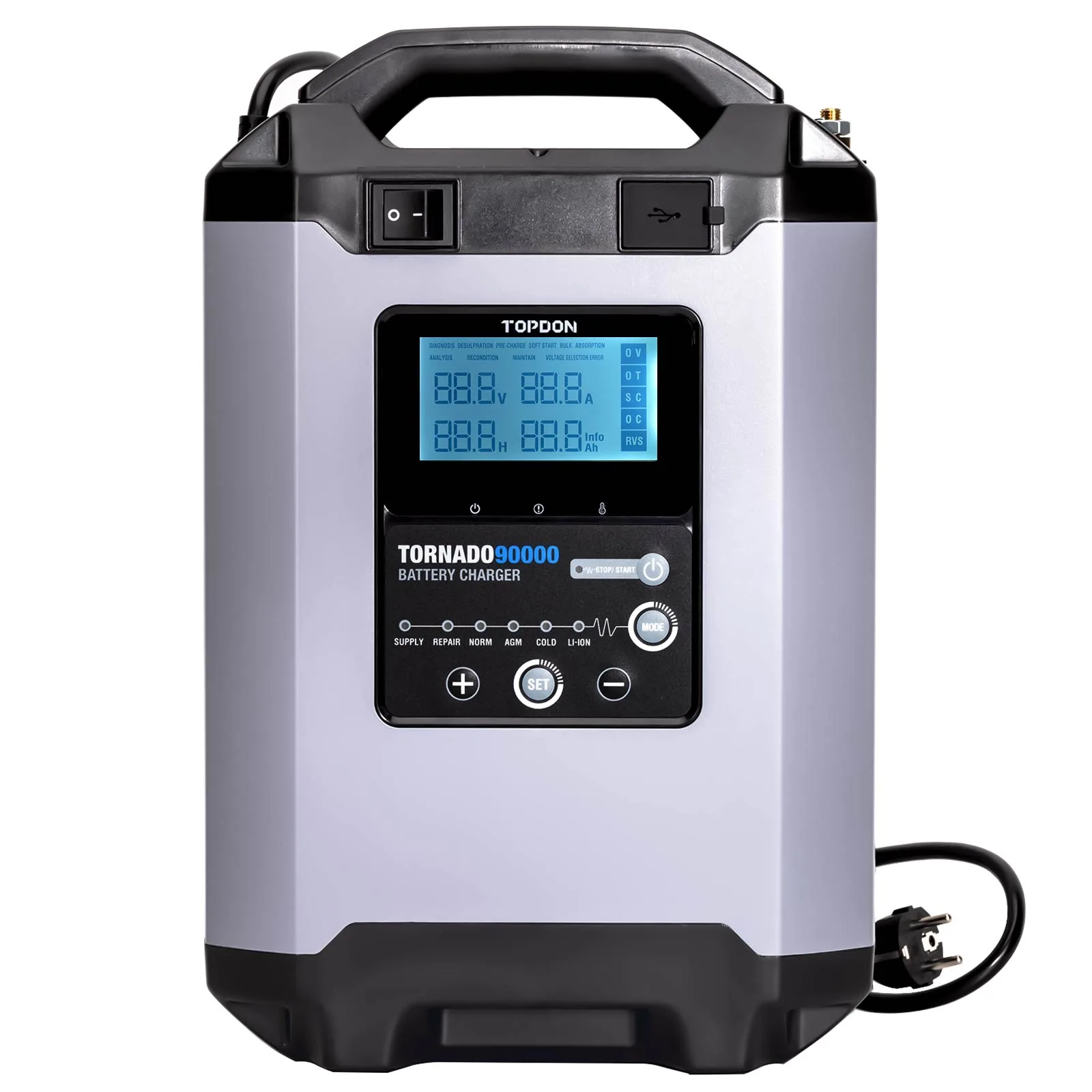 TOPDON Tornado 90000 - Cargador Inteligente de Batería 12V/24V