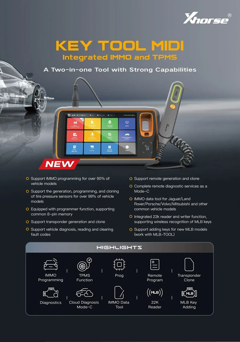 Xhorse Vvdi Key Tool Midi Con Función Immo Y Tpms