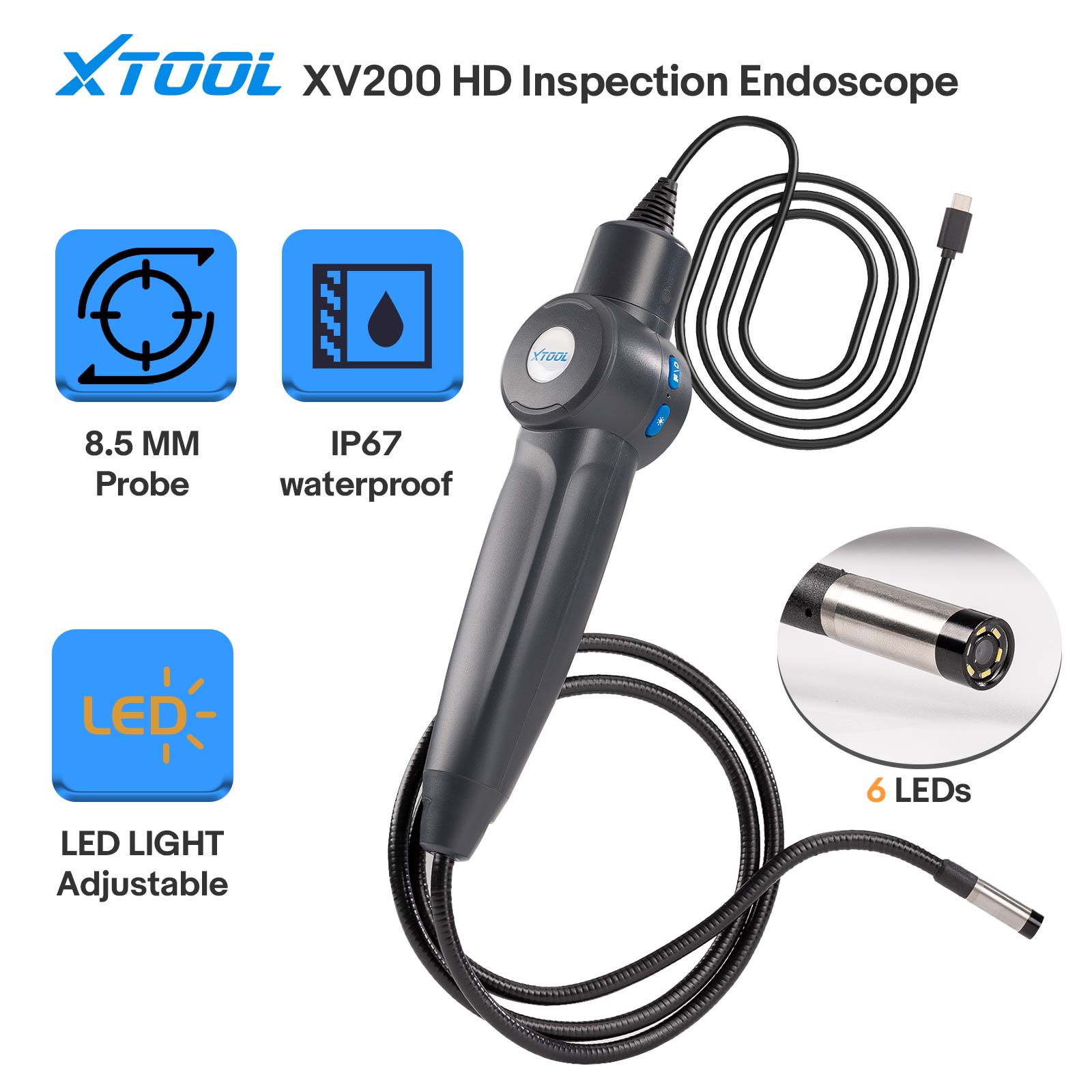 XTOOL XV200 - Endoscopio de Inspección HD Sumergible 8.5mm