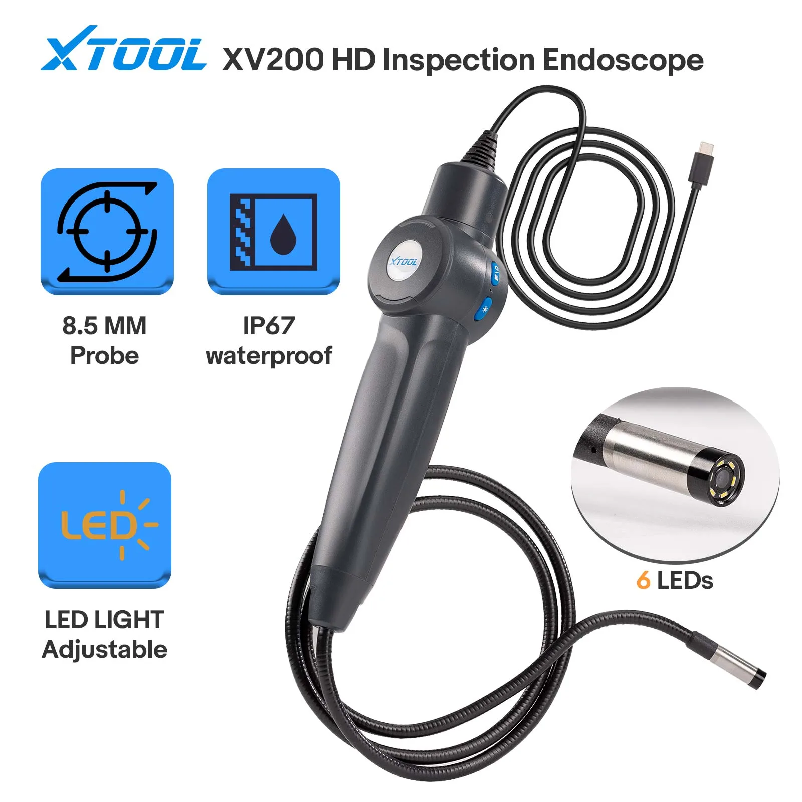 XTOOL XV200 - Endoscopio de Inspección HD Sumergible 8.5mm